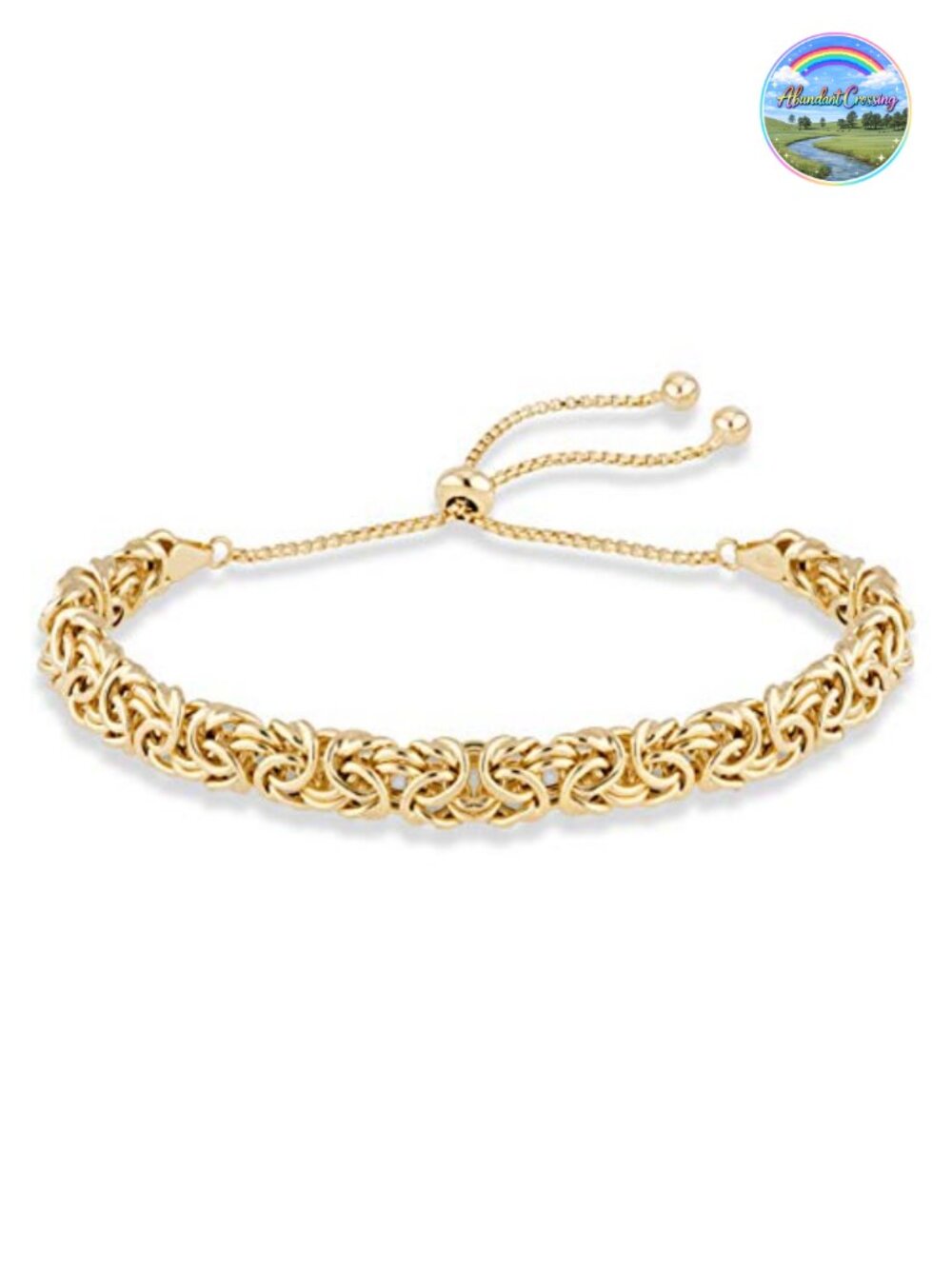18K Gold Plated 925 Sterling Silver Byzantine Bolo Bracelet Adjustable